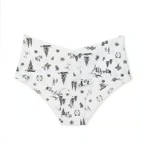 Victoria's Secret No Show Cheeky Hipster Panty in White Winter Toile Size L